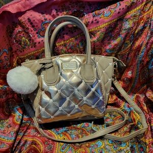 Luv Betsey By Betsey Johnson Rose Gold Heart Quilted Shoulder Bag Purse